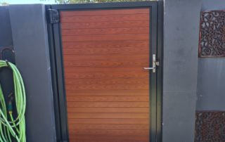 aluminium woodgrain slat gate in Perth